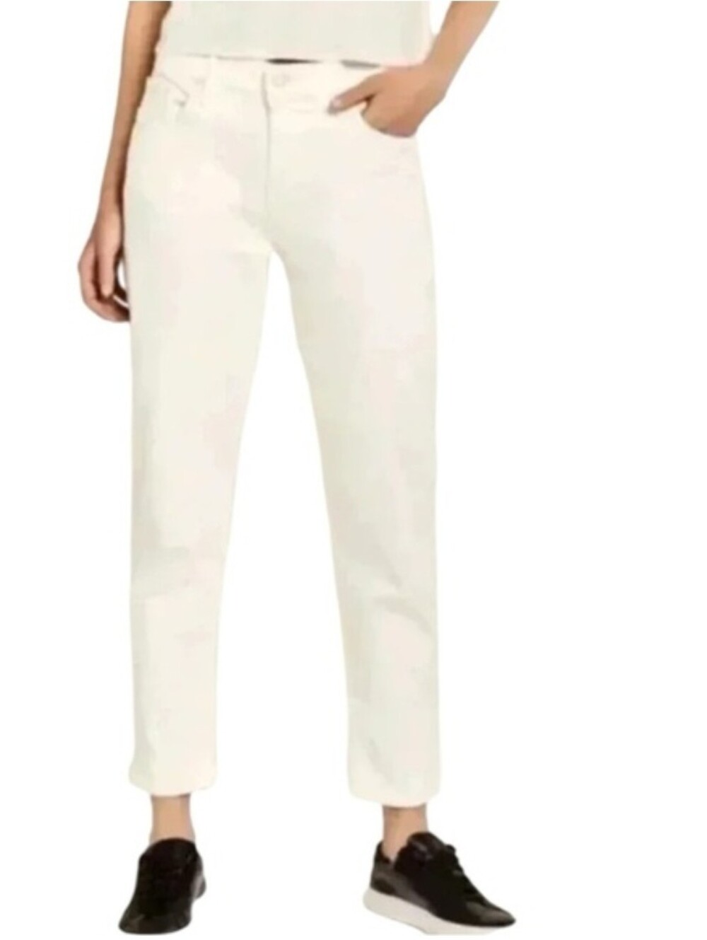 Mother the Dropout Crop Mid-rise Jean Womens Size 27 Cream Mid-rise Denim